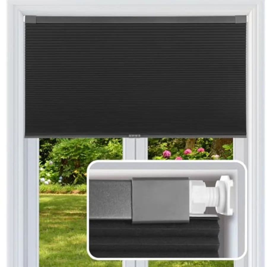 

Cordless Cellular Shades, No Drill No Tools Honeycomb Window Blinds, Blackout Light Blocking Cellular Shades for Window, Therma