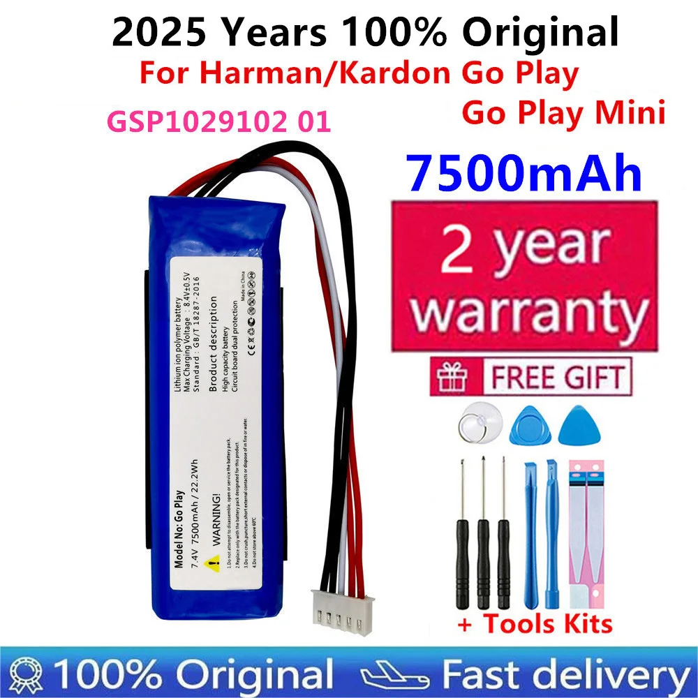 100% ใหม่ 7500mAh GSP 1029102   01 แบตเตอรี่สําหรับ Harman Kardon Go Play Mini สําหรับ JBL Go Play CP-HK06 ลําโพงบลูทูธแบตเตอรี่