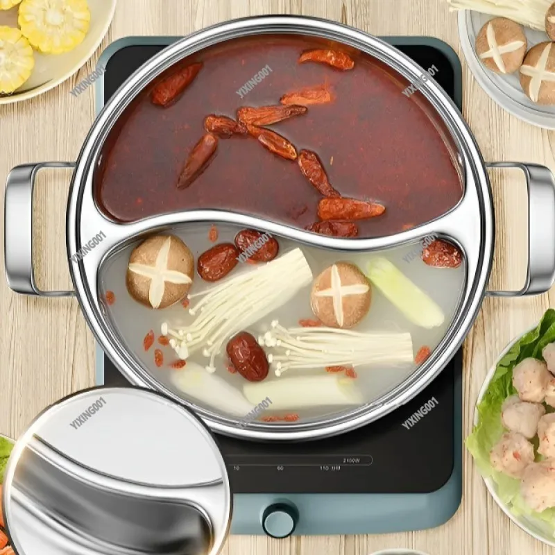 Stainless Steel Mandarin Duck Hot Pot - Thickened Double Ear Divided Soup Steamer Pot
