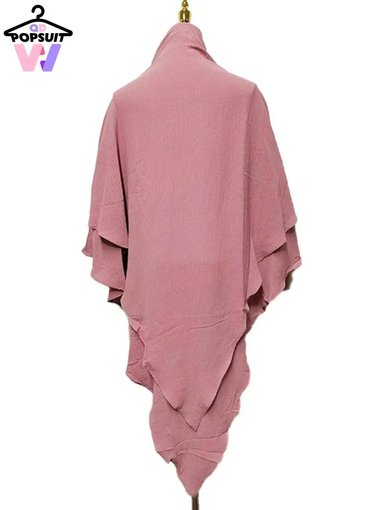 

New In Women Hijab Muslim Scarf Jilbab Turban DOUBLE LayerS Wrap Front Triangular Khimar Islamic Prayer Dubai Saudi Abayas Niqab