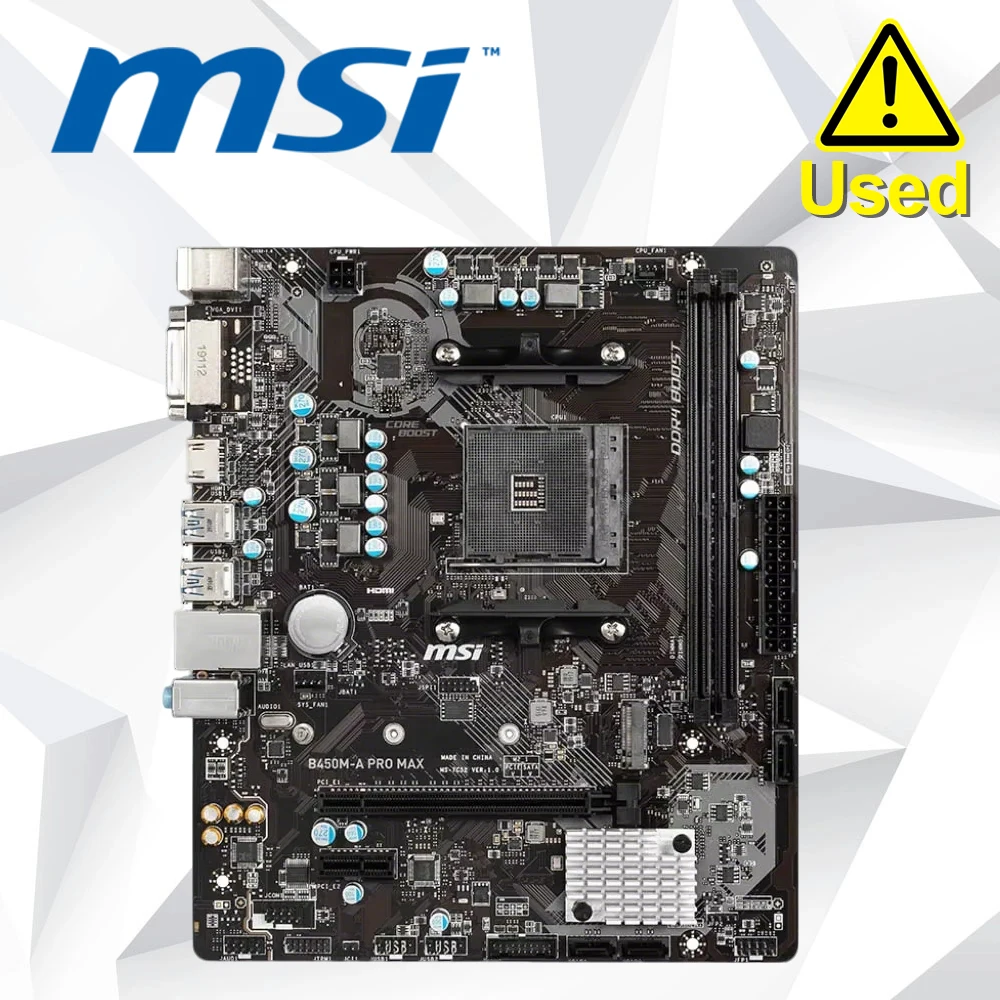 Tarjeta Madre MSI B450M-A PRO MAX AMD B450 Compatible con Ryzen 5 5600 Socket AM4 CPU DDR4 PCI-E 3.0 SATA III M.2