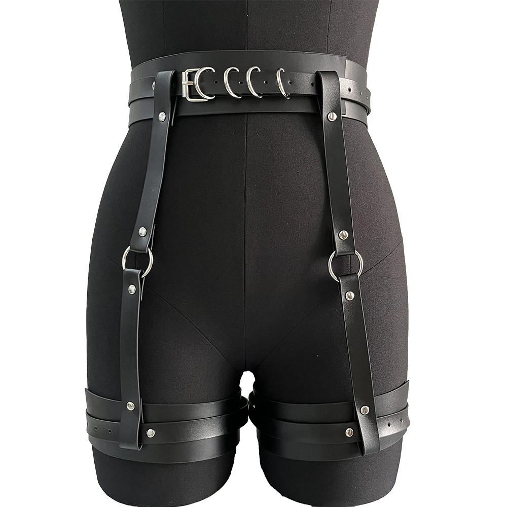 Sexy Thigh Garter Gothic Women Trendy Leather Leg Harness Bandage BDSM Swordbelt Adjustable Thigh Harness Fetish Rave Clothing