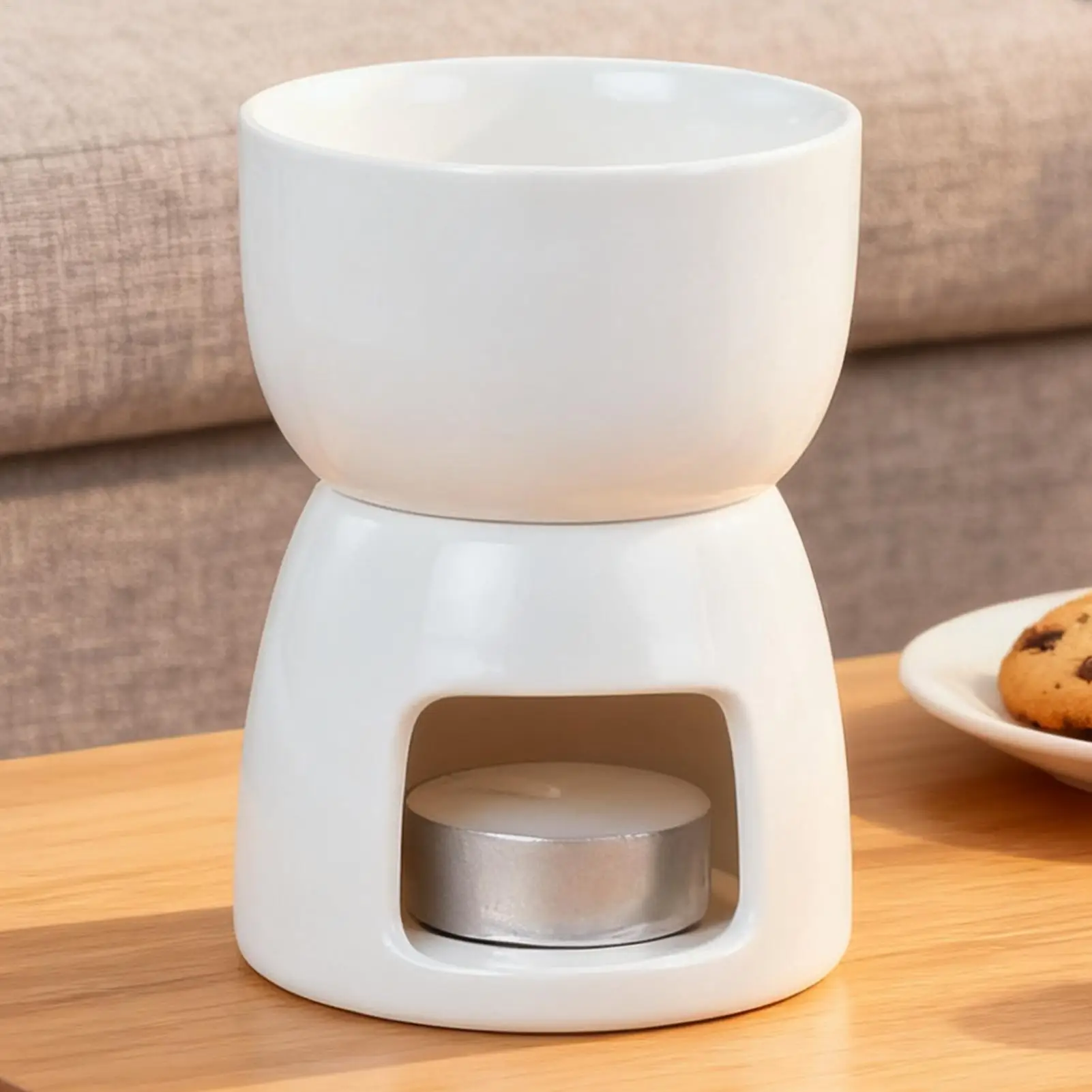 Taza de cerámica para fondue de chocolate con calentador y 2 tenedores, 150 ml, para derretir chocolate, queso, postres, bebidas, cenas y bodas