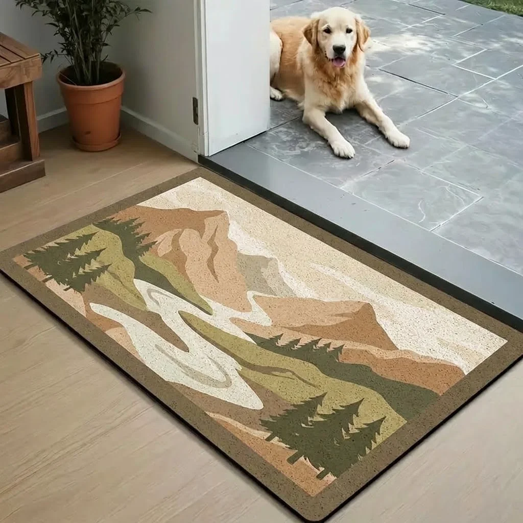 Square Non-Slip Entryway Mat, Diatomaceous Earth Door Rug with Rubber Base for Absorbing Water in Bathroom and Toilet