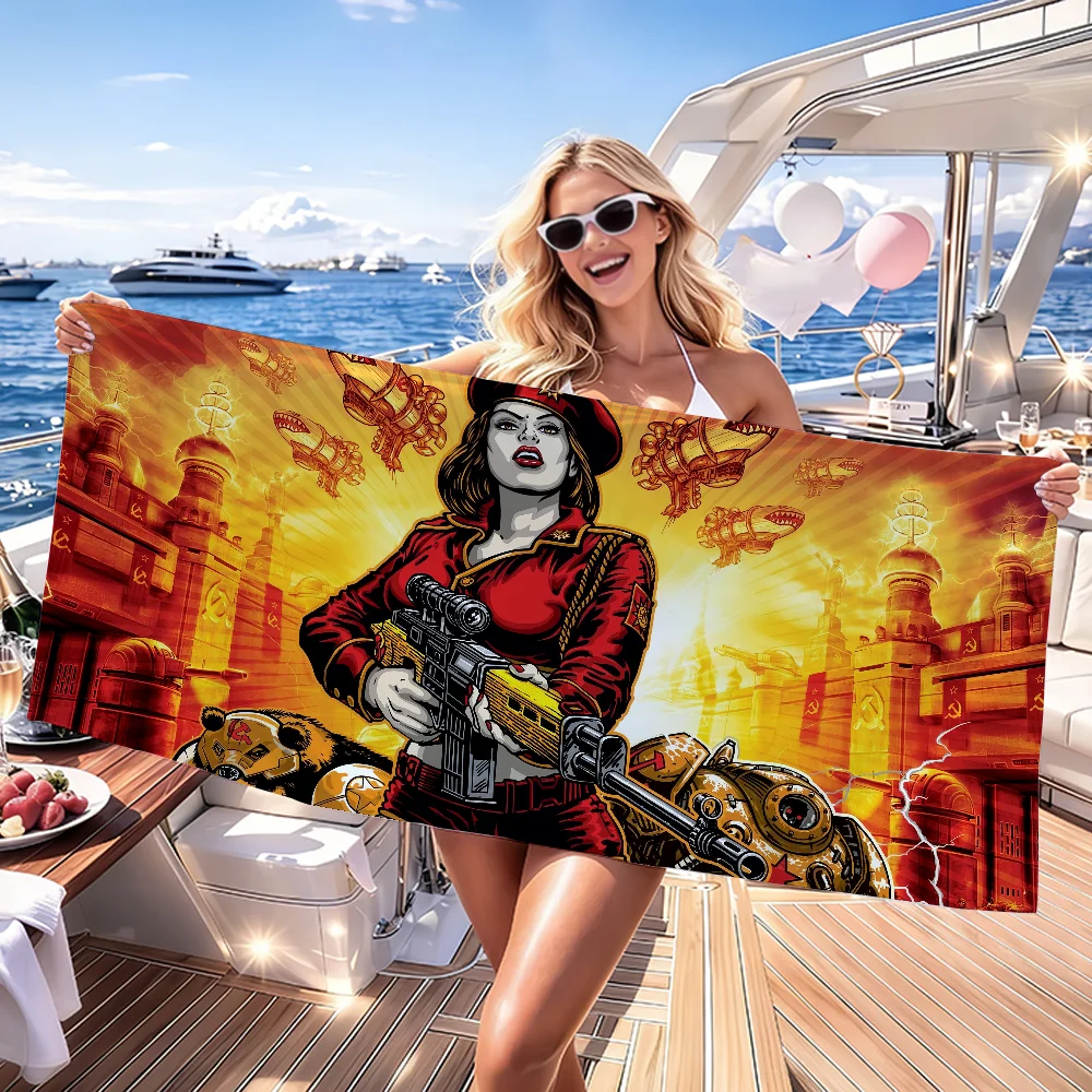 Game Command Conquer Red Alert Towel Soft Lightweight Anti-Sand Large Beach Towel Quick-Drying Bath Sports Family