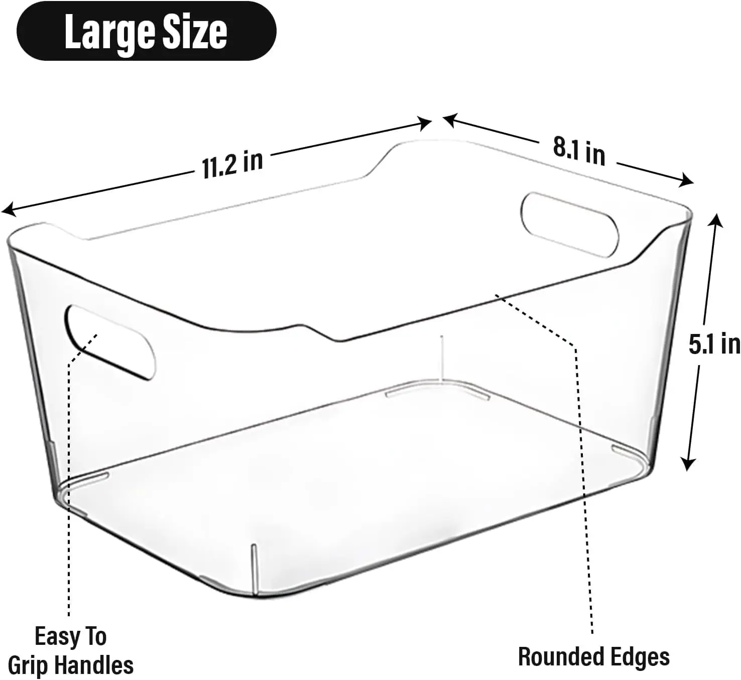 Clear Plastic Storage Bins For Kitchen Organization Or Pantry Organizers And Storage, Freezer Organizer Storage Containers Bin