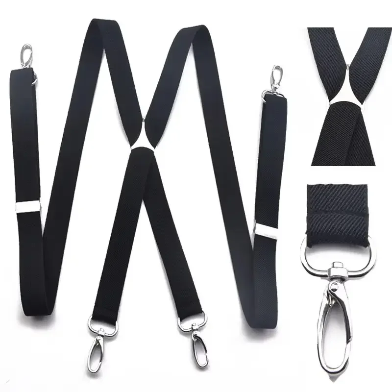 Leather Suspenders For Handsome & Love Vintage Rotatable Elastic Suspenders Adjustable Elastic Monochrome X-Strap For Men