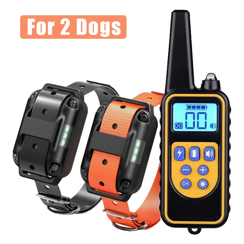 Collar de entrenamiento eléctrico para perros, entrenador de perros y dispositivo de parada de ladridos, Control remoto recargable IP67, aplicable para perros de varios tamaños