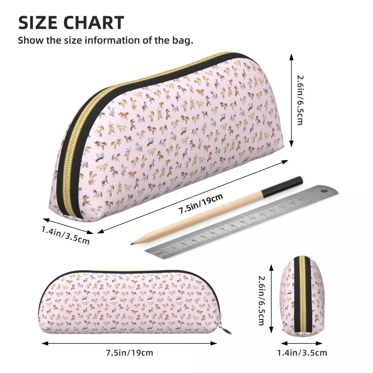 벚꽃 연필 케이스에 얼룩진 말 흩어진 연필 주머니 보관 문구 용품 펜 상자 Studen 용 연필 가방