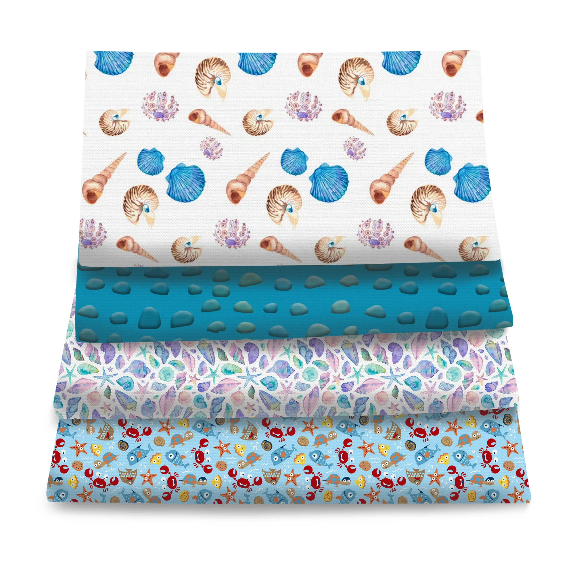 Pre-cut 4Pc/set 7.87x7.87inch(20x20cm) ocean series starfish star shell Conch Precut Quilting Fabric Fat Quarter