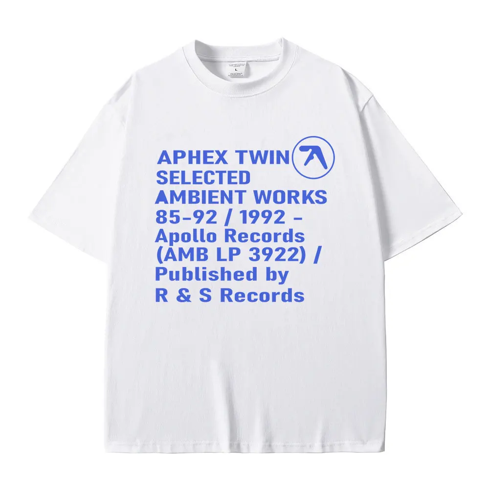 Aphex Twin Graphic Print T-shirt Men Women Korean Fashion Trend Streetwear Unisex Casual Vintage Cotton Short Sleeve T-shirts