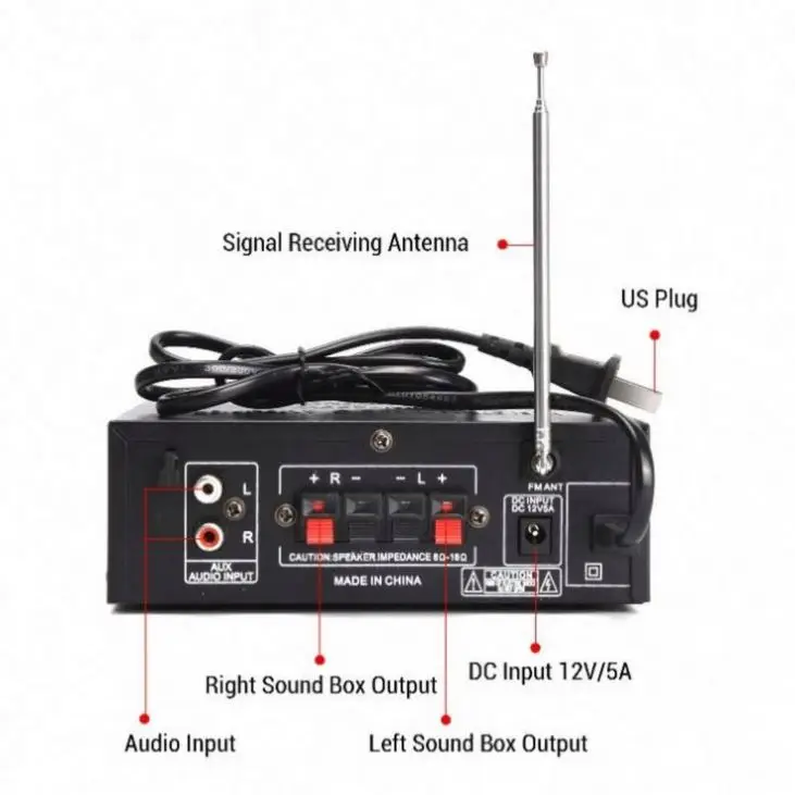 Sale AK-698BT Mini Auto Car Stereo Amplifier 2 Channel 250W Mini Car Amplifier Audio