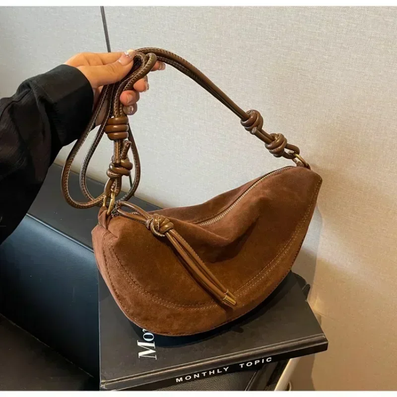 Faux Suede Super Popular Niche Suede Bag for Women 2025 New Crossbody Single Shoulder Bags Underarm Dumpling Bag