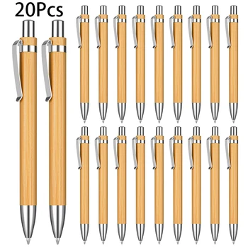 20 Stuks Bamboe Pennen Houten Intrekbare Balpen 1 Mm Duurzaam Schrijven Milieuvriendelijke Bamboe Pennen Voor Journal Schrijven Gift