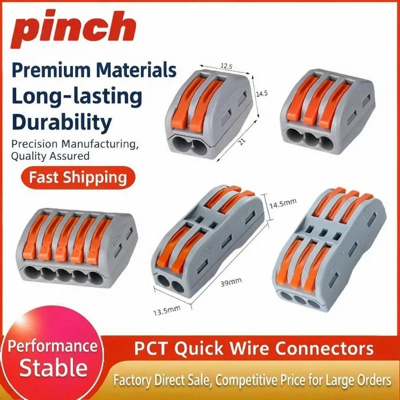 10PCS PCT quick wiring terminal 2-in 2-out 2-position pluggable wire connector splicing joint connector wire connector