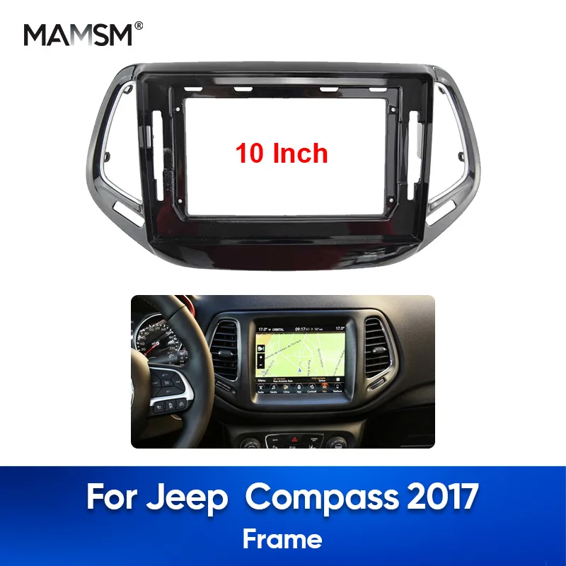 MAMSM For JEEP Compass 2017 Car Radio Panel Dash Fascia Plate Frame Audio DVD Stereo CD Interior Parts 2Din Multimedia Player