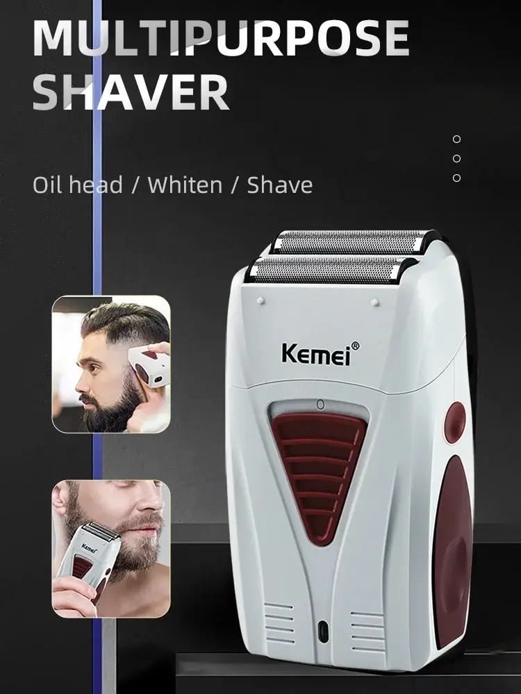 Kemei-3382Professional Rechargeable Hair Clipper 0mm Bareheaded Hair Removal Razor High Quality Electric Shaver for Men Cordless