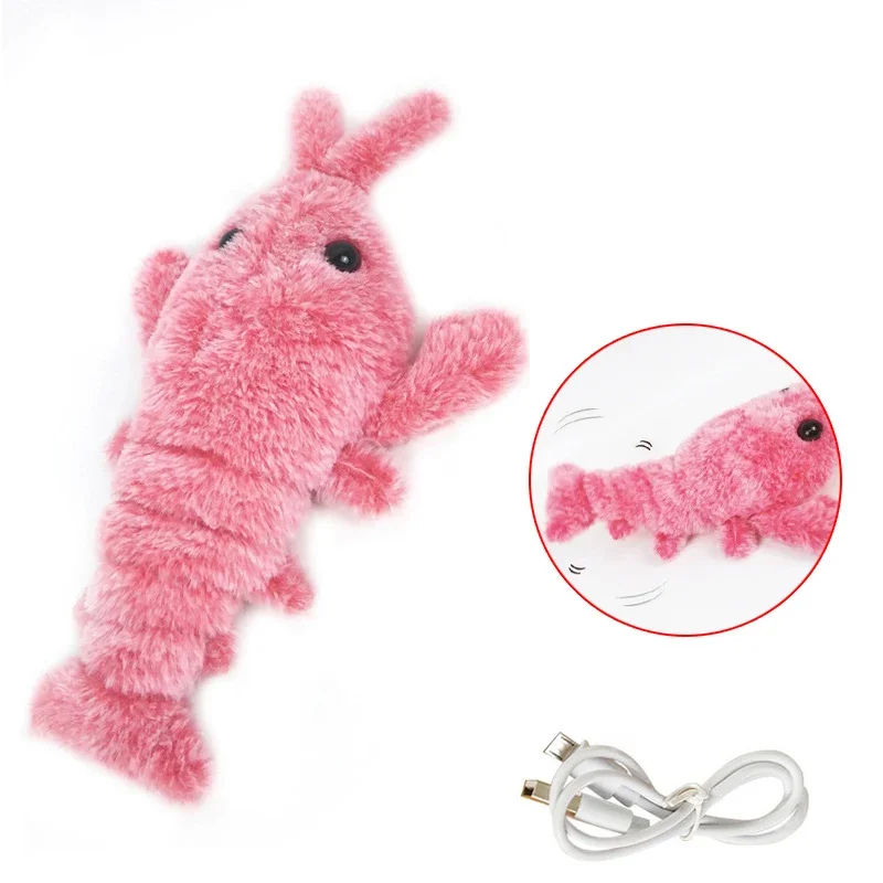 

New Electric Jumping Cat toy Shrimp Moving Simulation Lobster Electronic Plush Toys For Pet dog cat Children Stuffed Animal toy