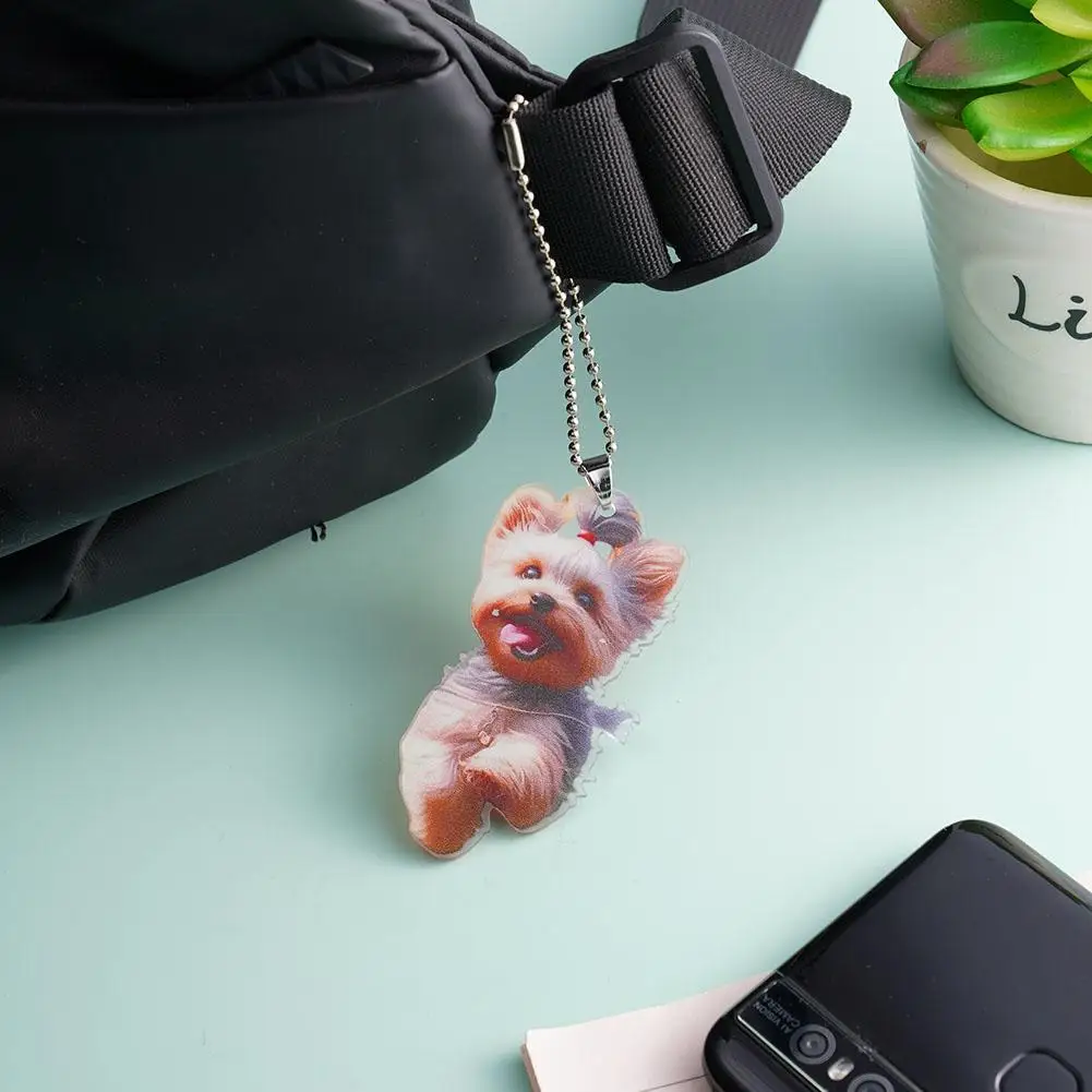 Auto Yorkshire Terrier Dog Acrylic Pendant Versatile Party Charm Puppy Keychain Mirrors Backpacks Home, Cute Festive Decor H0A9
