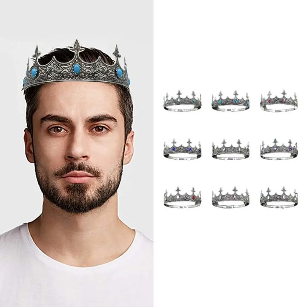 

Vintage Baroque Crown Elegant Antique Bronze King Tiara Crown Multicolor Alloy Ancient Greece Tiara Hair Jewelry Accessories