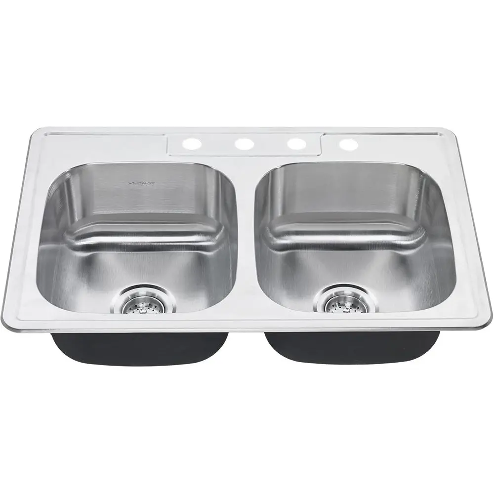 

20DB.8332284S.075 Кухонная мойка Colony с двумя чашами, 4 отверстия, 33 x 22 дюйма, нержавеющая сталь