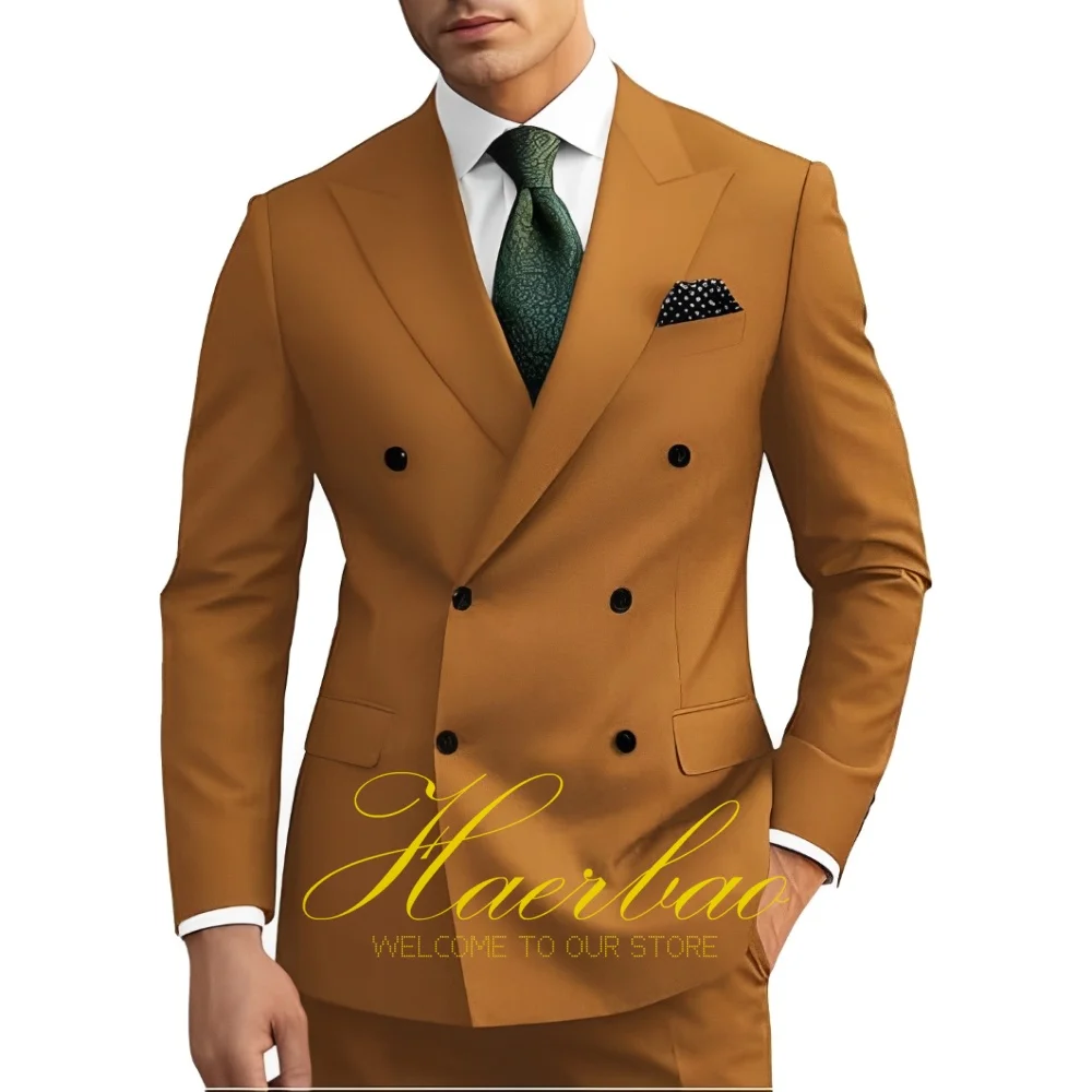 

Men's Suit 2 Piece Double Breasted Jacket Pants Suit Set Slim Fit Wedding Tuxedo Prom Groom Blazer Men Suits