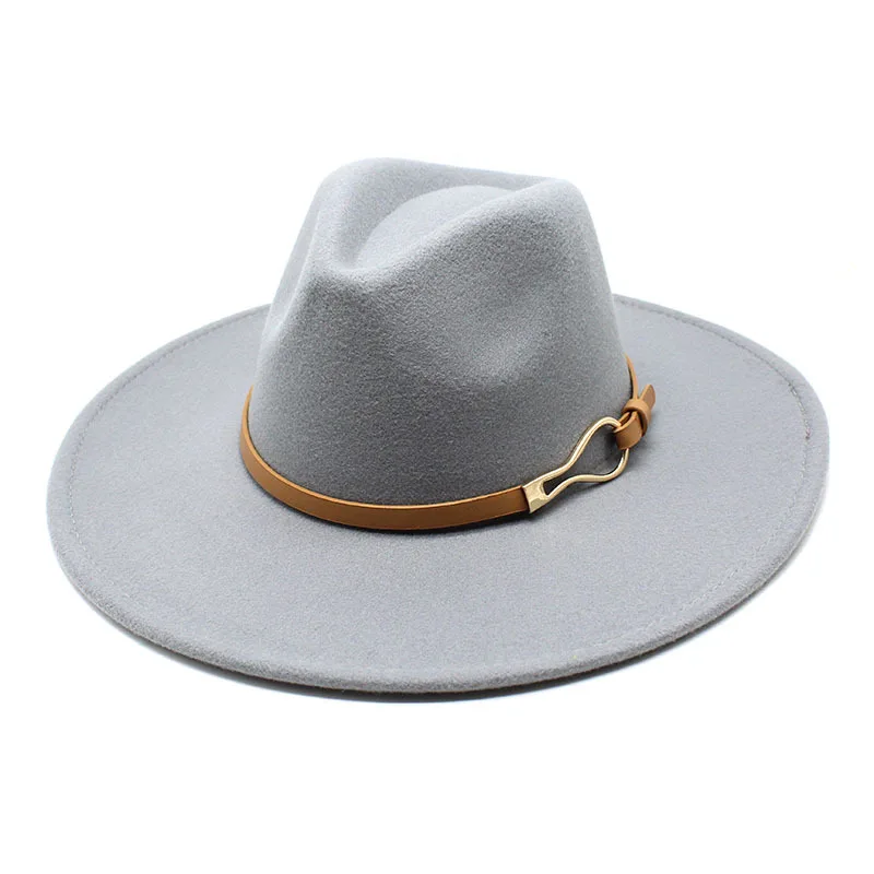 New Arrival Big Brim Peach Heart Concave Convex Top Woolen Hat Men And Women Autumn And Winter Fedora Hat British Felt Cap