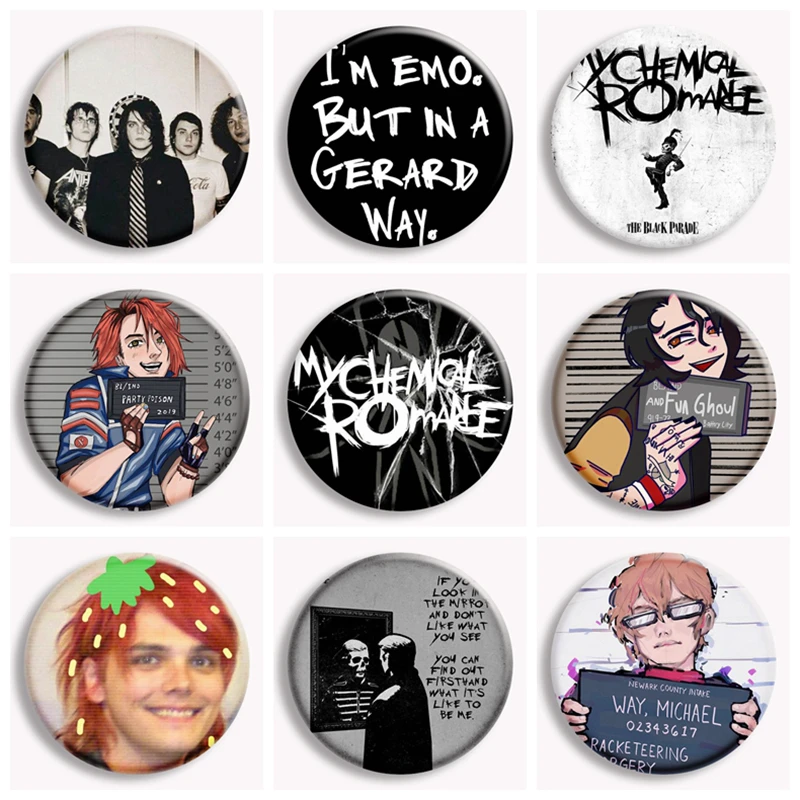 Rock Band My Chemical Romance Button Pin I Love Mcr Dead Hip Hop Punk Brooch Badge Gothic Bag Y2k Accessories Fans Collect Gift