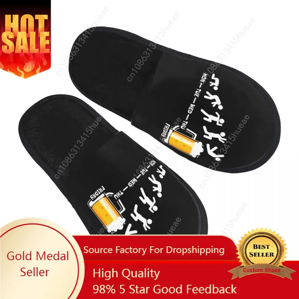 

Custom Weekend Week Beer Fridays House Slippers Women Soft Memory Foam Shoes Cozy Warm Anti-Skid Slipper