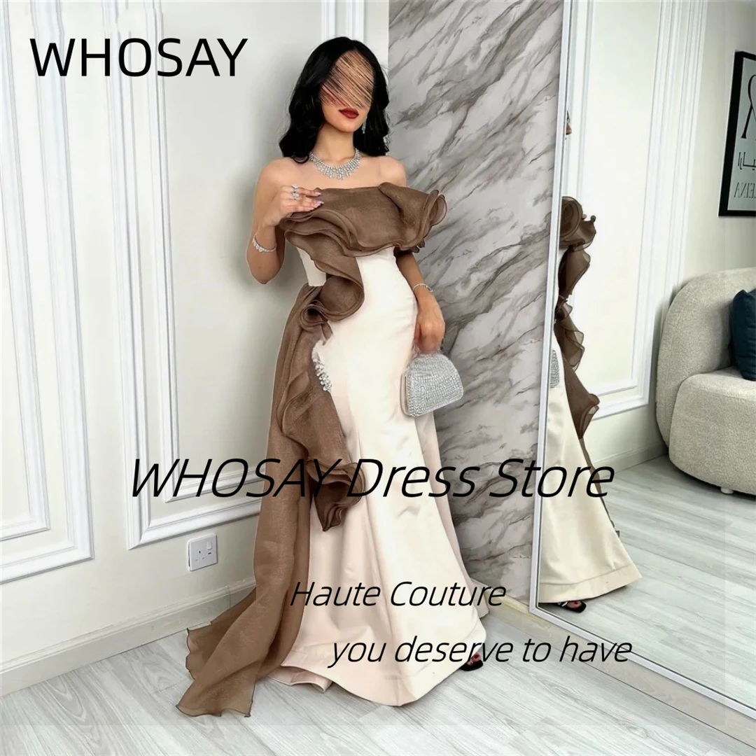 

WHOSAY Customized Prom Dresses Ruffles One Shoulder Crystals Zipper Back Evening Gowns Contrast Color Vestidos Des Fiesta