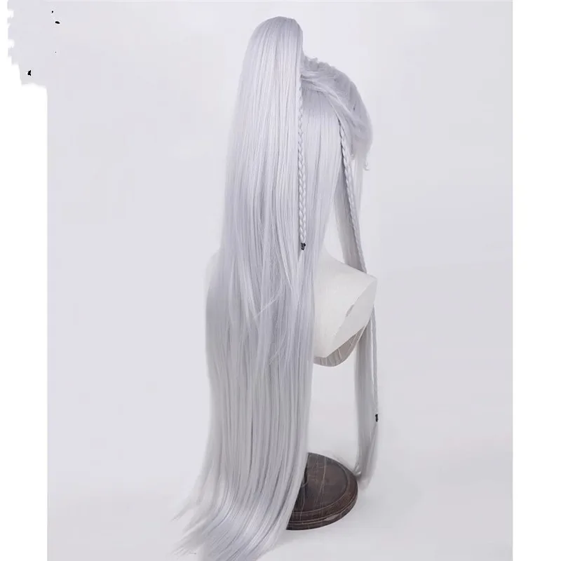 วิกผมคอสเพลย์สีเงินขาว รุ่น Love And Deepspace Relentless Conqueror ของ Sylus Cos  สำหรับคอสเพลย์อนิเมะ  แบบยาว  สามารถปรับแต่งได้  สำหรับผู้ชาย  ระดับมืออาชีพ