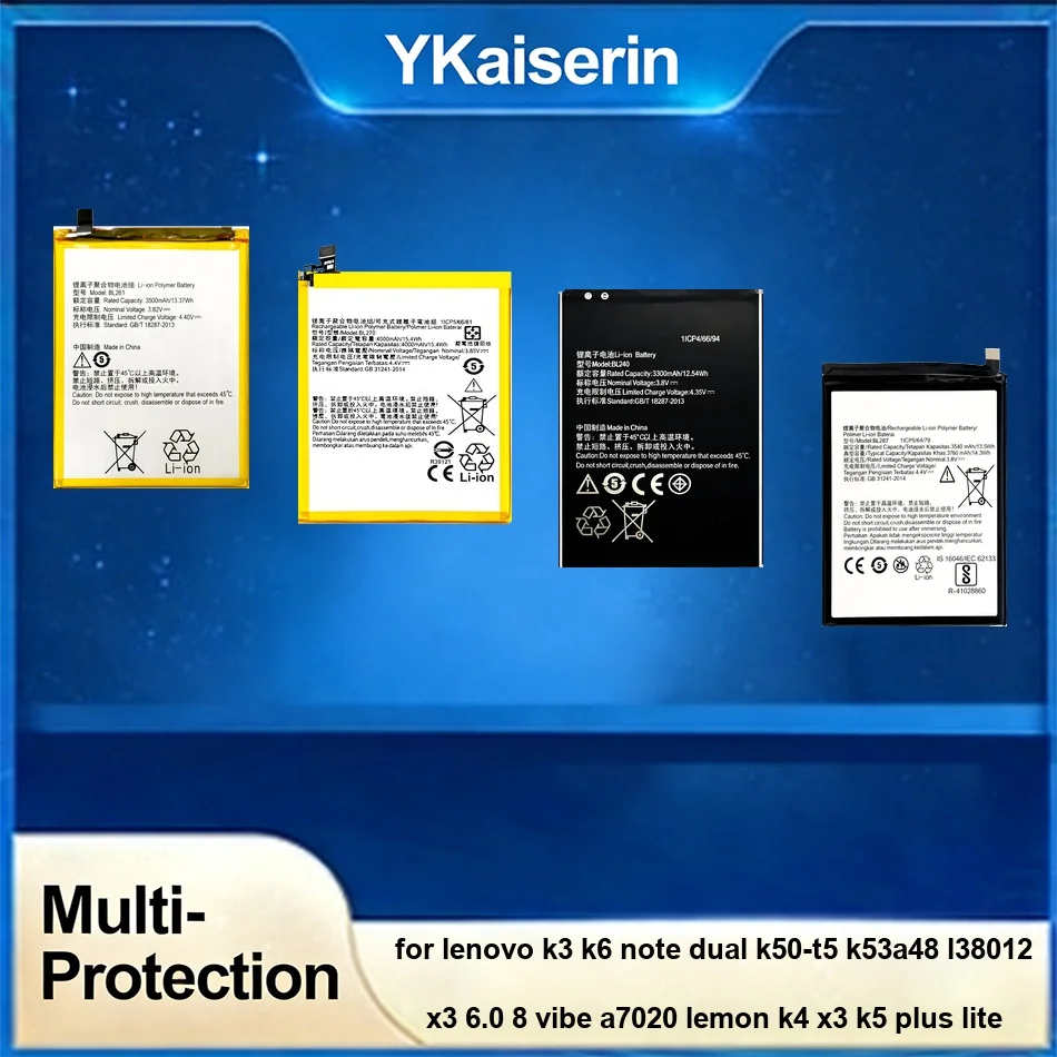 Аккумулятор для Lenovo K3 K6 Note Dual K50-T5 k53a48 L38012 X3 6.0 8 Vibe A7020 для Lemon K4 X3 K5 Plus Lite BL287 BL240 BL243