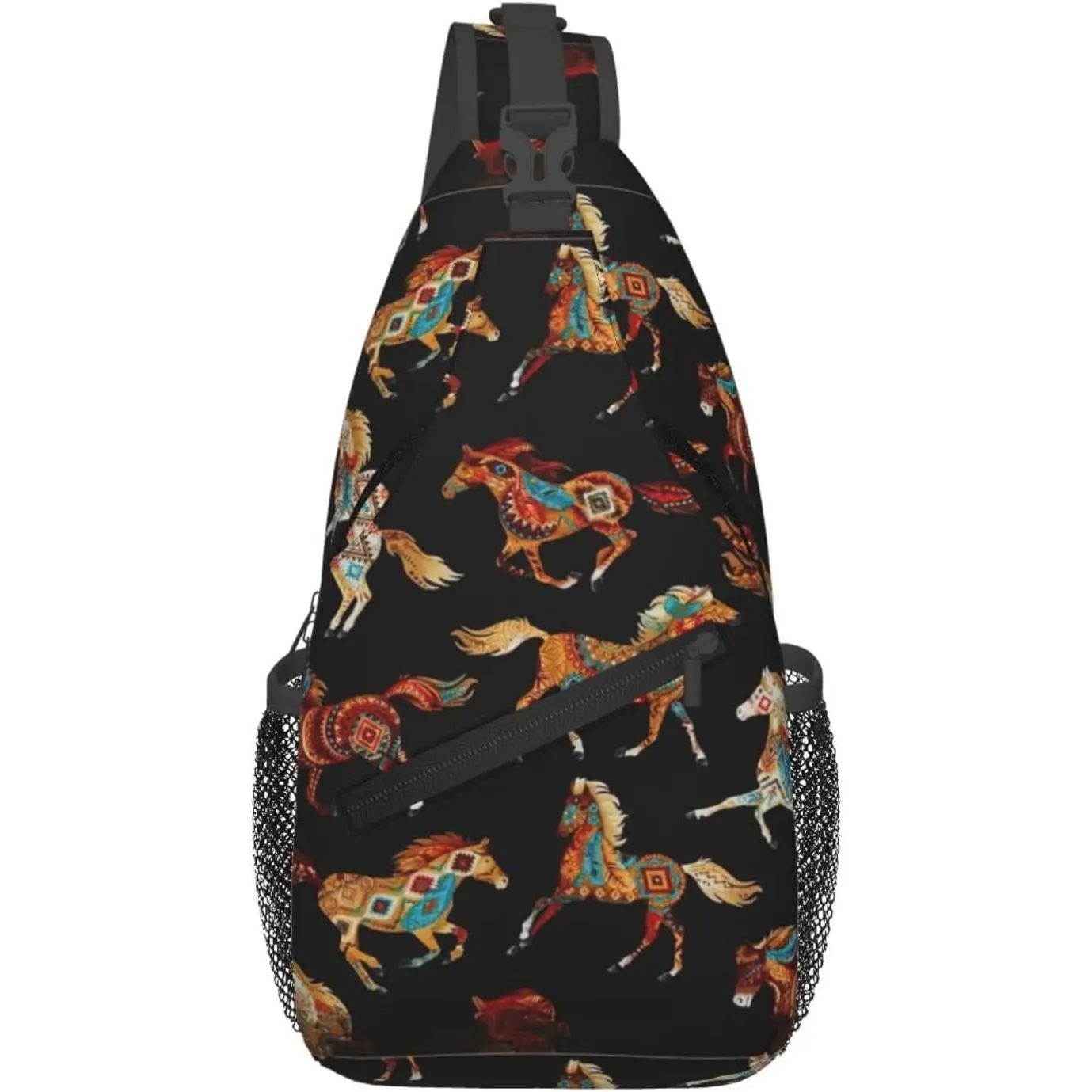 Brown Horse Print Cross Bag Brust Umhängetasche Herren Cross Brust verstellbare Outdoor-Reisetasche wasserabweisend
