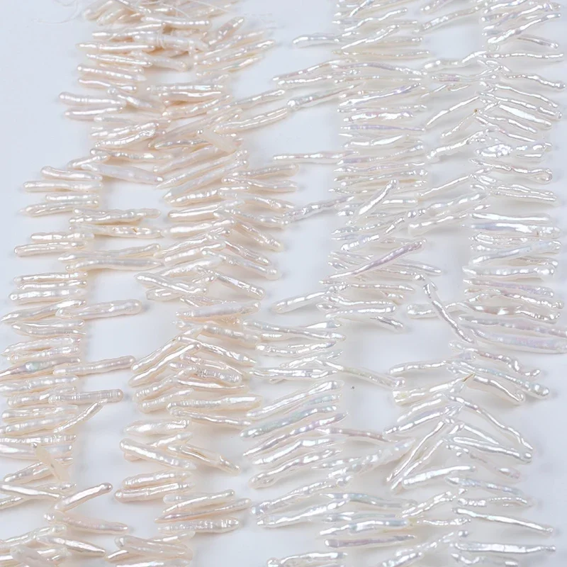 3-5mm Width*25-28mm Length White Color Toothpick Shape Freshwater Pearl Loose Strand for Jewelry Making