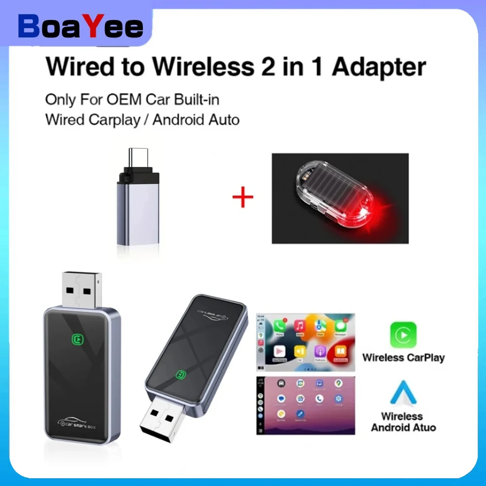 

2 in 1 Mini Wireless Carplay Adapter for IPhone Apple Android Auto Wireless Carplay Adapter USB Wifi Bluetooth Car Play Adapter