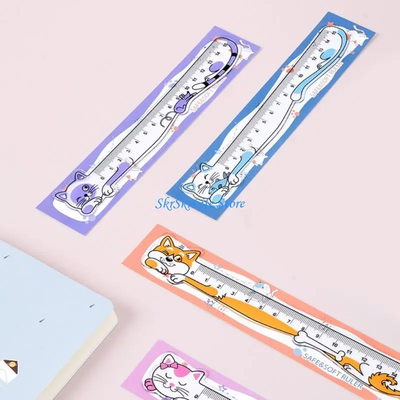 E65E Soft Ruler Measuring Tools 15cm Lovely Cats Ruler for Office School