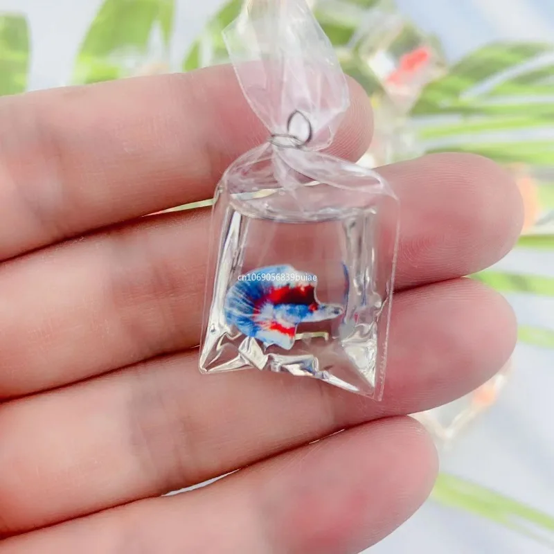 1pcs Coral Fish Bag Resin Charms Ocean Transparent Small Fish in Water Bag Jewelry Pendant Jewelry Handmade DIY Material Decor