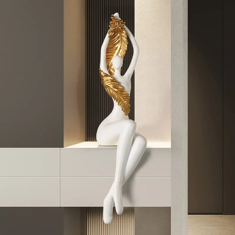 

Modern minimalist art Hanging legged sitting posture Character decorations Resin Statues Home Decoration Accessories for Room