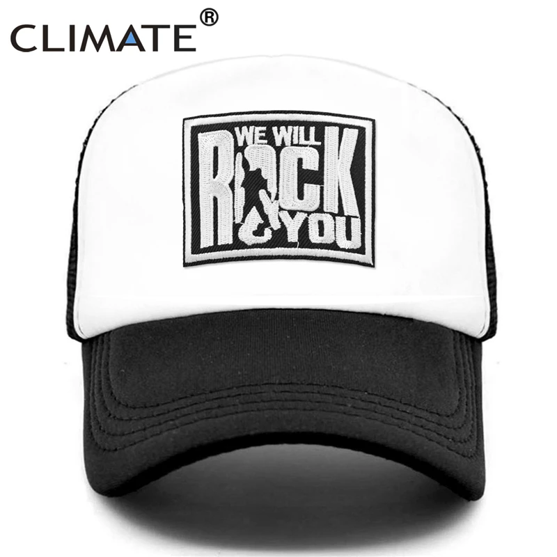 CLIMATE Rock and Roll Rock Trucker Cap Cool Rocker Men Mesh Hat Cap Metal Music Black Summer Baseball Cap Black Trucker Caps Hat