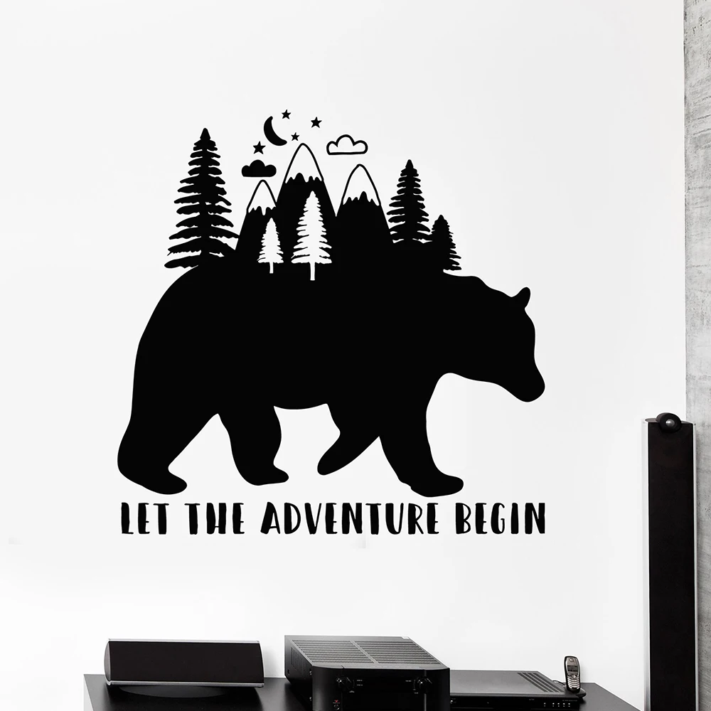 1PC Lovely Bear Forest Vinyl Decals Wall Stickers For Study Room Wall Art MURAL