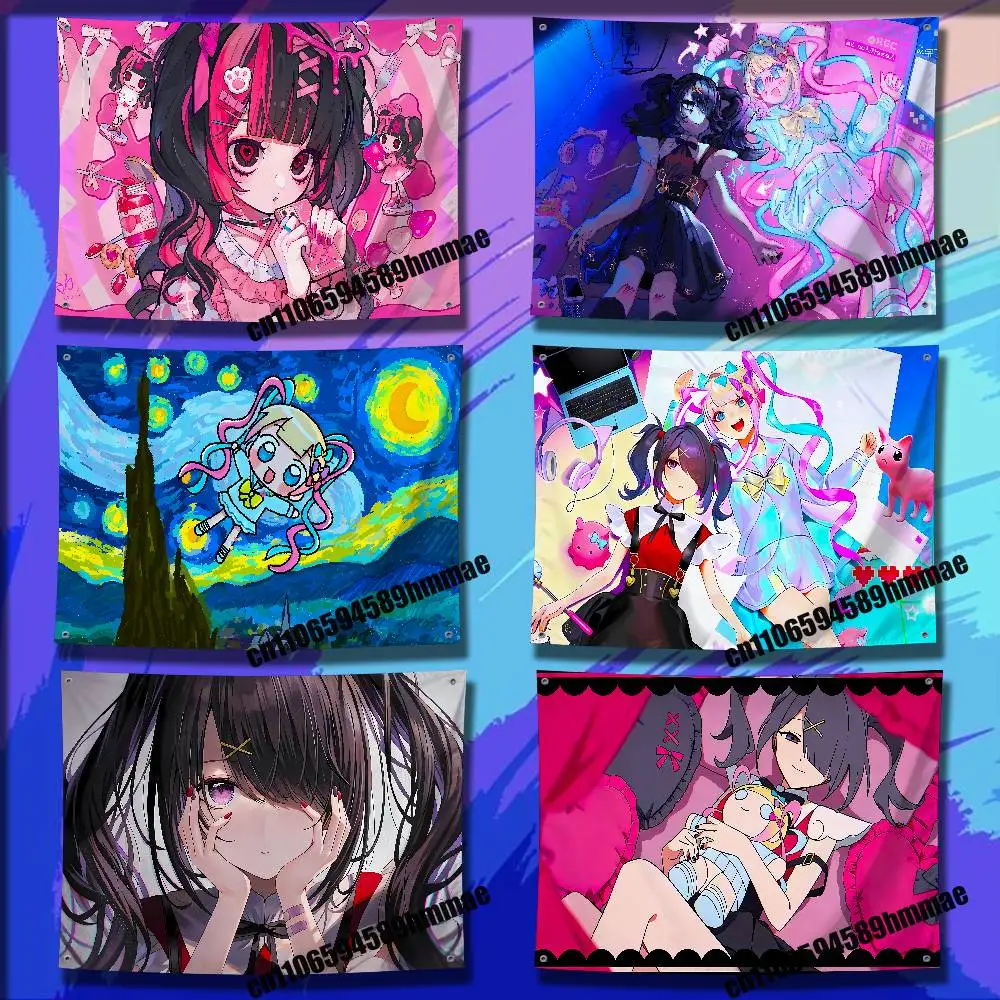 For N-Needy Streamer Overload Kangel Ame Chan Flag 150x200cm 100x150cm 80x120cm 50x70cm Gift Bedroom Wall Banner Tapestry Cover