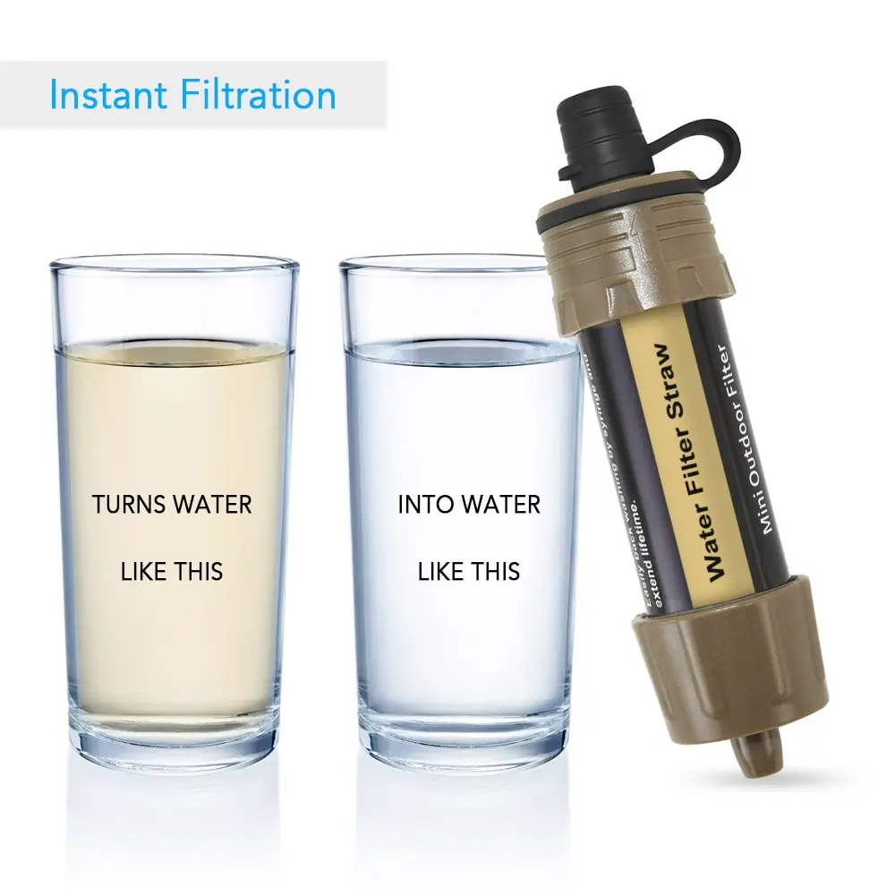 1/2pcs Outdoor Water Filter Straw Water Filtration System Water Purifier for Emergency Preparedness Camping Traveling