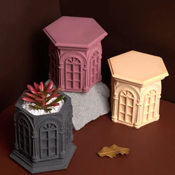 DIY Vintage Candle Jar Container Silicone Mold Roman Architecture Storage Box Molds Plaster Concrete Flowerpot Craft Making