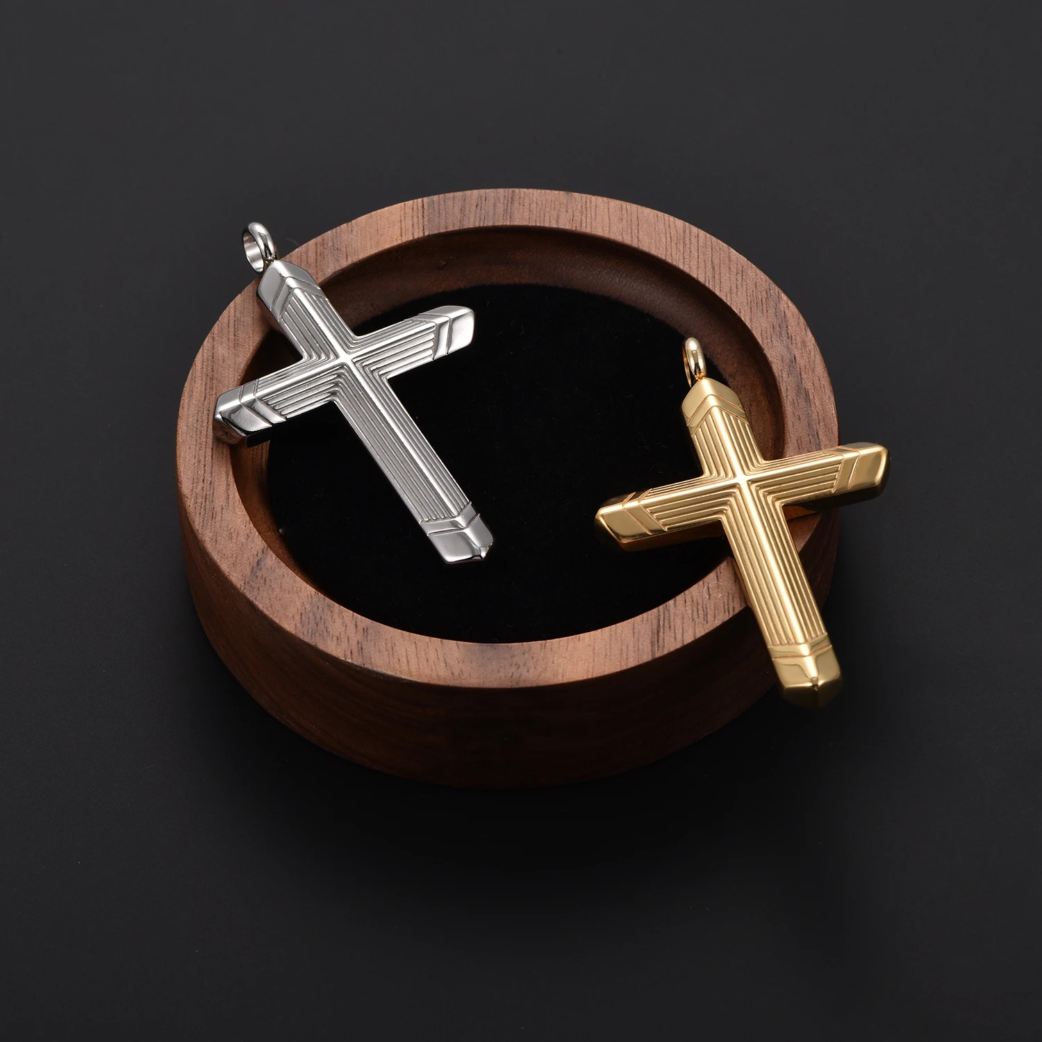 Kreuz-Halskette Anhänger Kette Schmuckzubehör in Gold- und Silberfarbe für Männer und Jungen aus Edelstahl – Detail 3