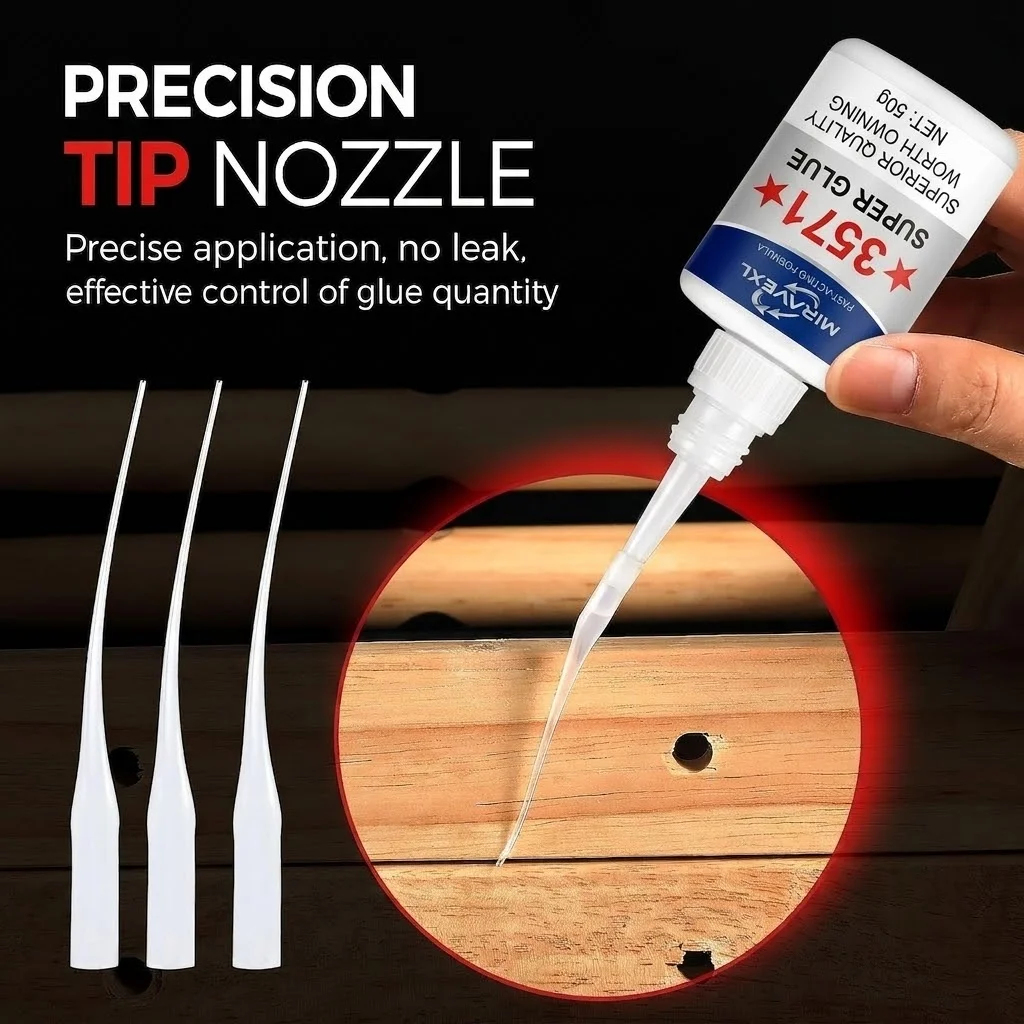 Miravexl 3571 Super Glue 50g Fast Acting Universal Adhesive Oil Based Welding Glue for Wood Plastic Metal Ceramic Quick Repair
