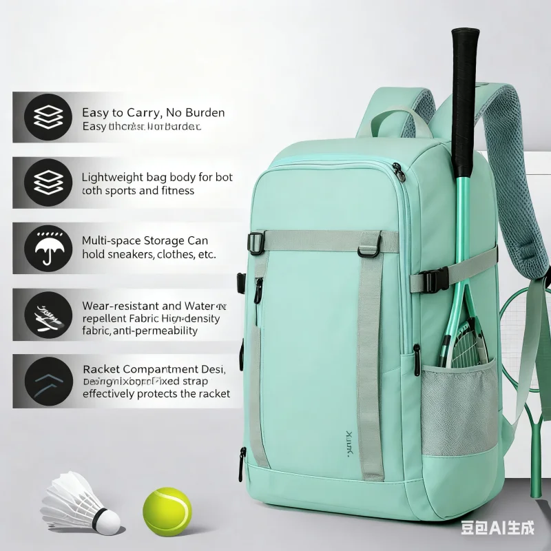 Badminton Racket Bag Tennis Racket Backapck Large Capacity Multifunction Court Sports Bag Waterproof Student Schoolbag Backpack