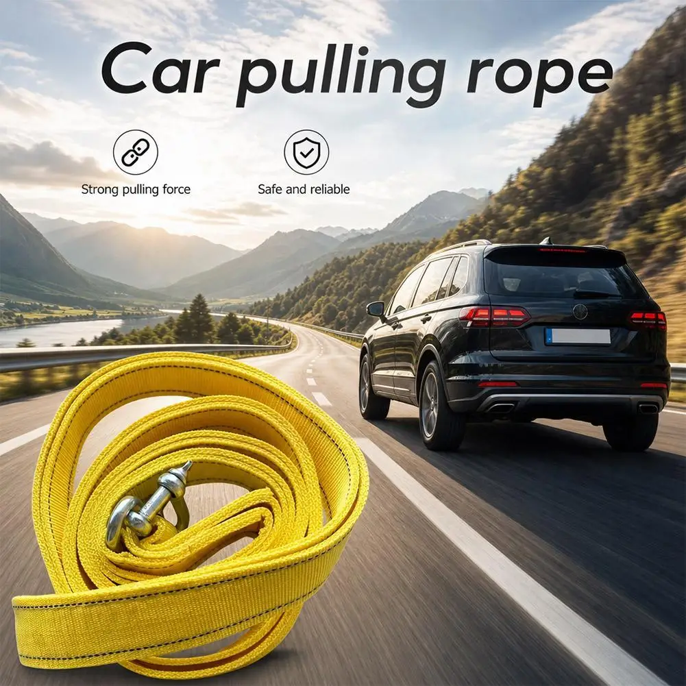 Car Tow Rope Strap With Steel Shackles Emergency Recovery Towing Cable For Off Road Vehicles Off Road Accessories