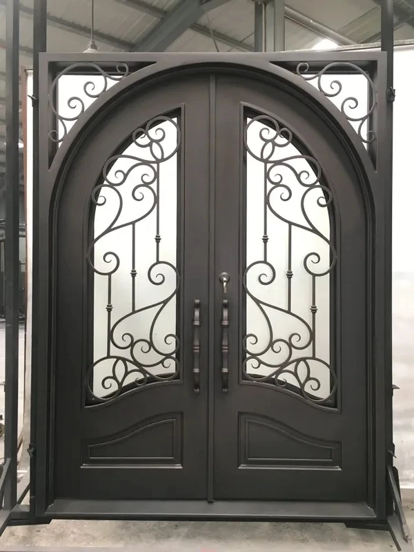 Iron Door Customization Wrought Iron Double Entry Doors Simple Design Forge Wrought Iron Door For Entry