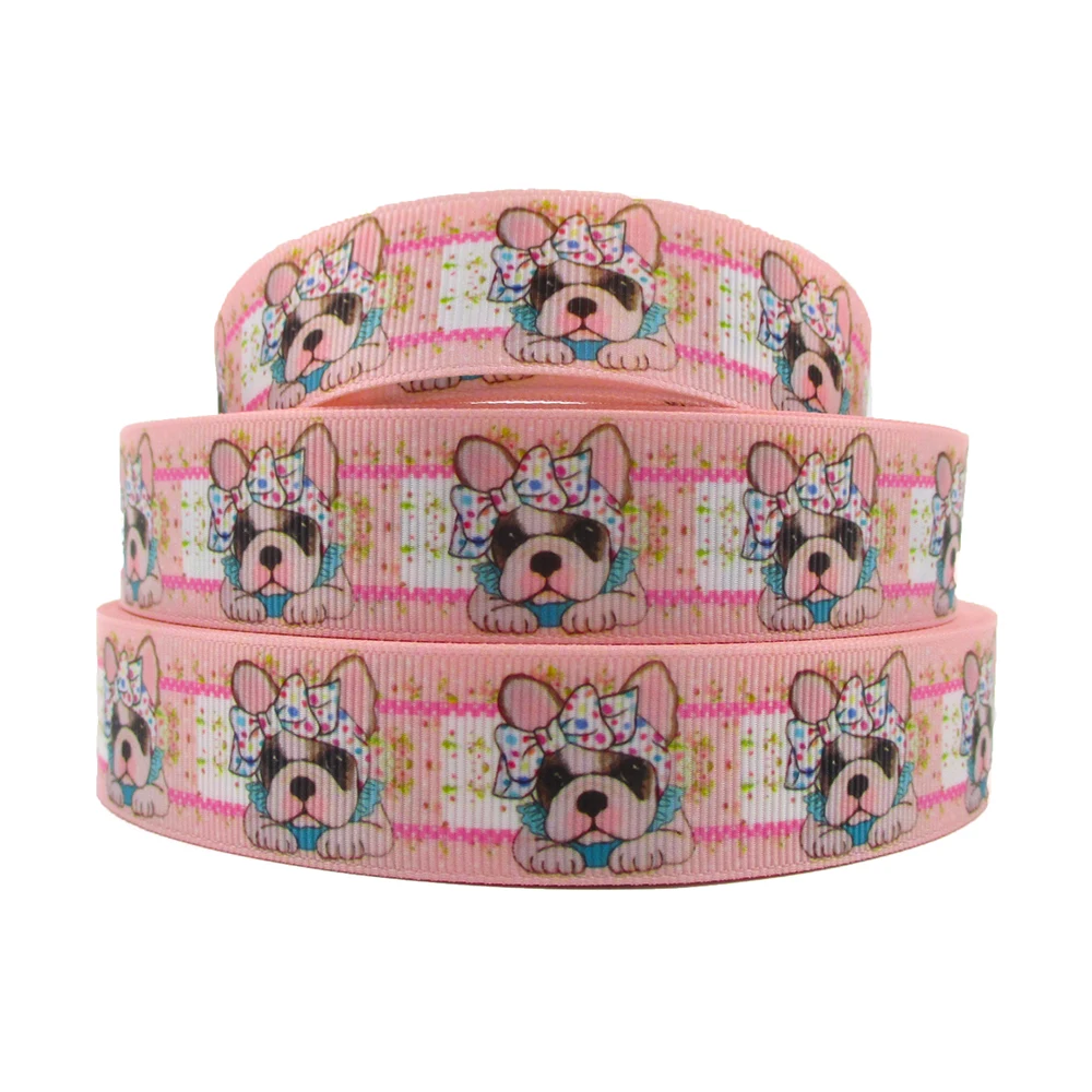 5 Yards Multi Sized Cute Dog Puppy Printed Grosgrain Ribbon Gift Wrapping DIY Art Sewing Bow-knot Crafts Home Packing,5Yc10011