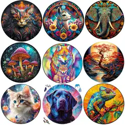 deer Wooden Animal Puzzles Jigsaw for Adults Kids Mysterious cat Puzzle Christmas Gifts Intelligent Family Games Wood Jigsaws